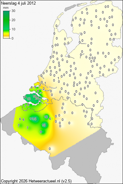 Neerslag 4 juli 2012
