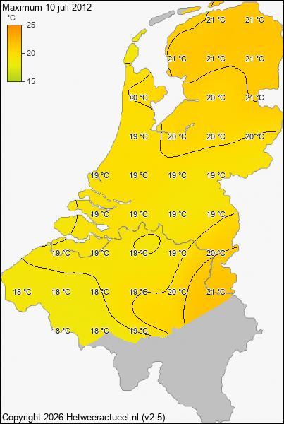 Maximum temperatuur 10 juli 2012