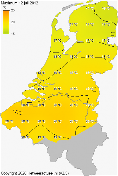 Maximum temperatuur 12 juli 2012