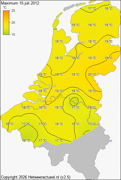 Maximum temperatuur 15 juli 2012