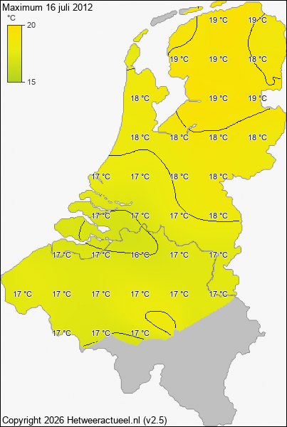 Maximum temperatuur 16 juli 2012