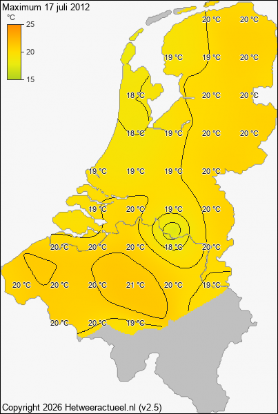 Maximum temperatuur 17 juli 2012