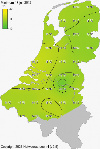 Minimum temperatuur 17 juli 2012