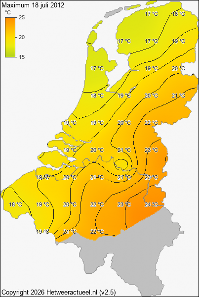 Maximum temperatuur 18 juli 2012