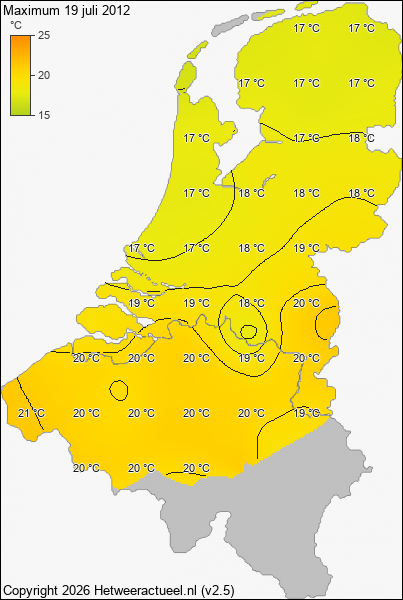 Maximum temperatuur 19 juli 2012
