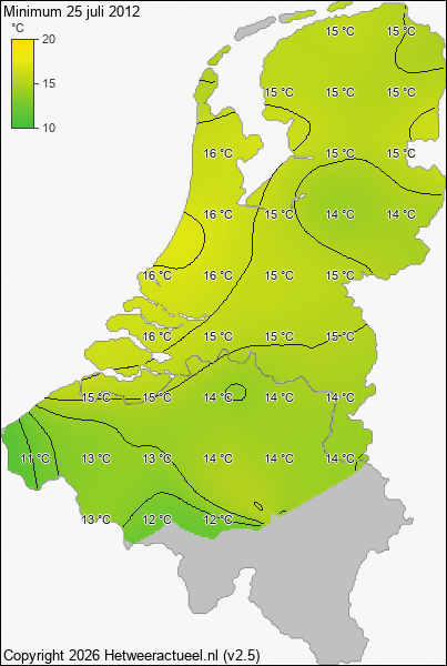 Minimum temperatuur 25 juli 2012