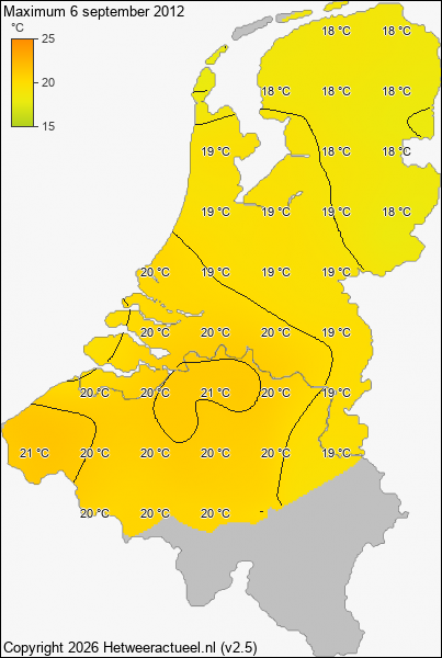 Maximum temperatuur 6 september 2012