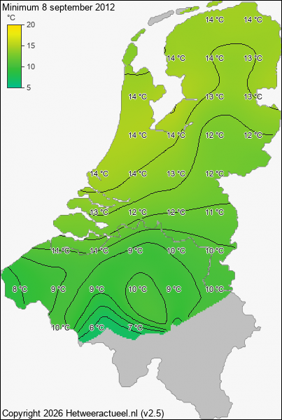 Minimum temperatuur 8 september 2012