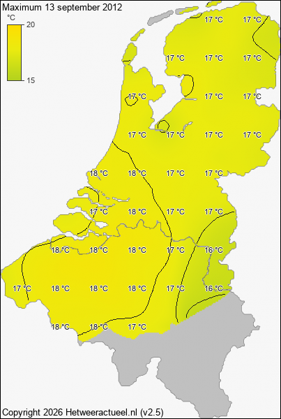 Maximum temperatuur 13 september 2012