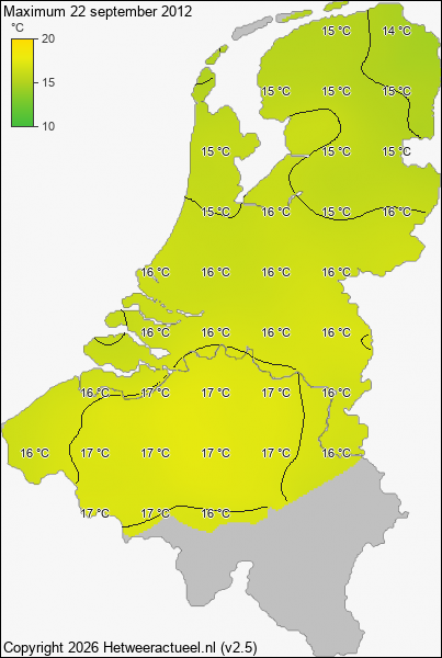 Maximum temperatuur 22 september 2012