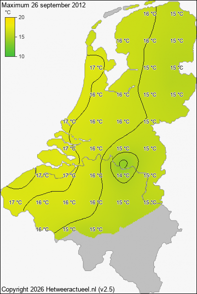 Maximum temperatuur 26 september 2012