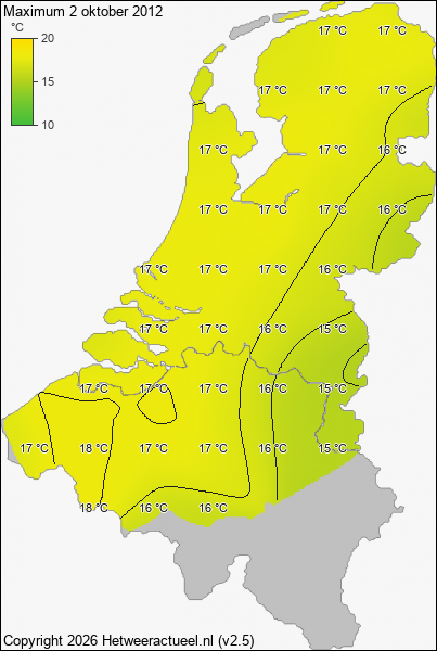 Maximum temperatuur 2 oktober 2012