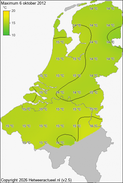 Maximum temperatuur 6 oktober 2012