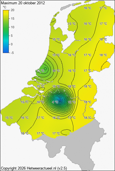 Maximum temperatuur 20 oktober 2012