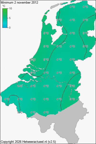 Minimum temperatuur 2 november 2012