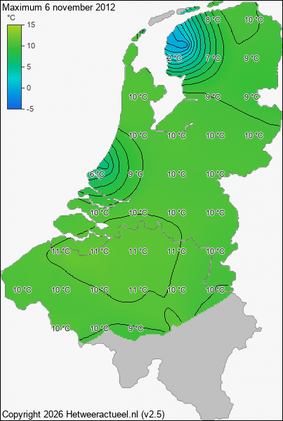 Maximum temperatuur 6 november 2012