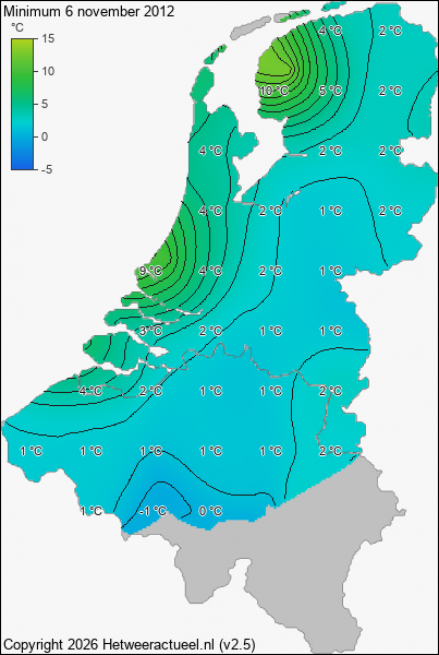 Minimum temperatuur 6 november 2012