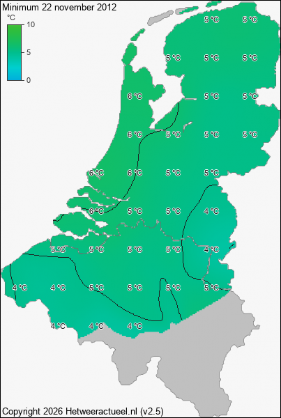Minimum temperatuur 22 november 2012