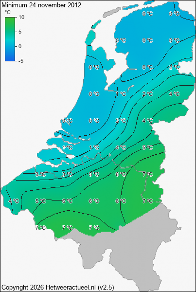 Minimum temperatuur 24 november 2012