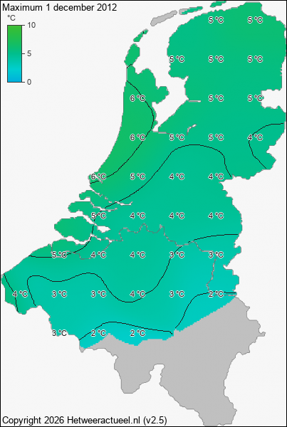 Maximum temperatuur 1 december 2012