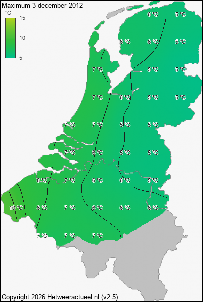 Maximum temperatuur 3 december 2012