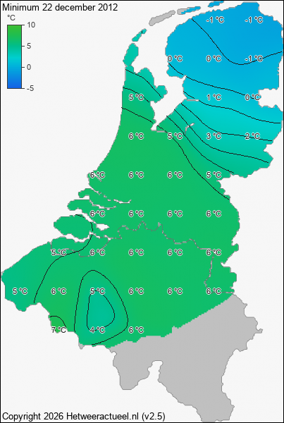 Minimum temperatuur 22 december 2012