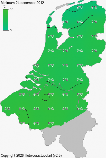 Minimum temperatuur 24 december 2012