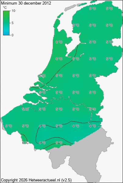 Minimum temperatuur 30 december 2012