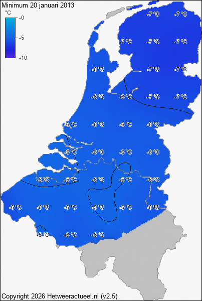 Minimum temperatuur 20 januari 2013