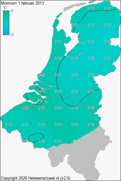 Minimum temperatuur 1 februari 2013