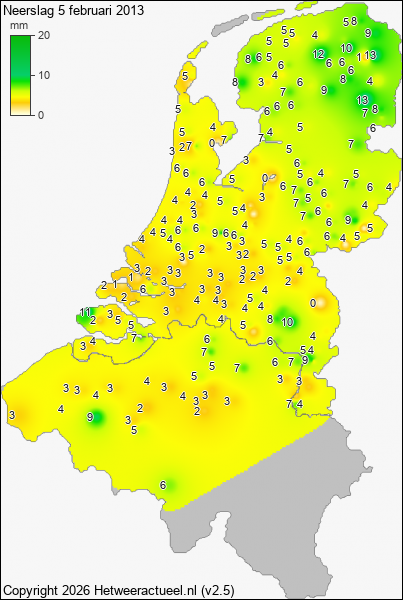 Neerslag 5 februari 2013