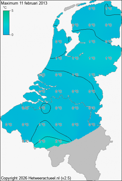 Maximum temperatuur 11 februari 2013