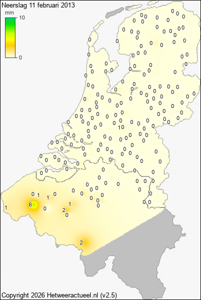 Neerslag 11 februari 2013