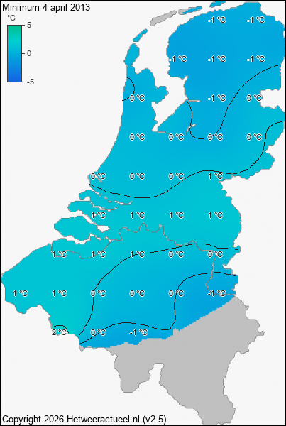 Minimum temperatuur 4 april 2013
