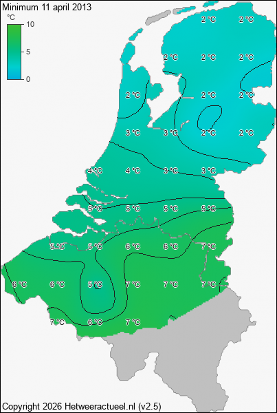Minimum temperatuur 11 april 2013