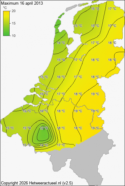 Maximum temperatuur 16 april 2013