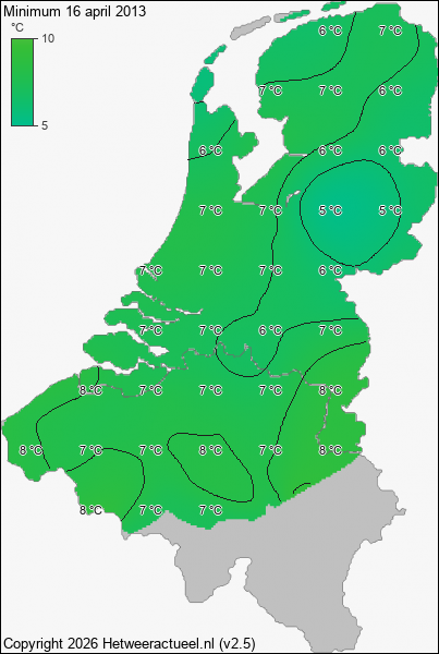 Minimum temperatuur 16 april 2013