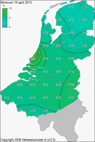 Minimum temperatuur 19 april 2013