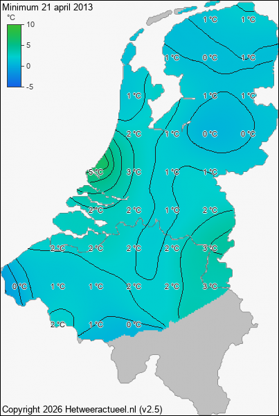 Minimum temperatuur 21 april 2013