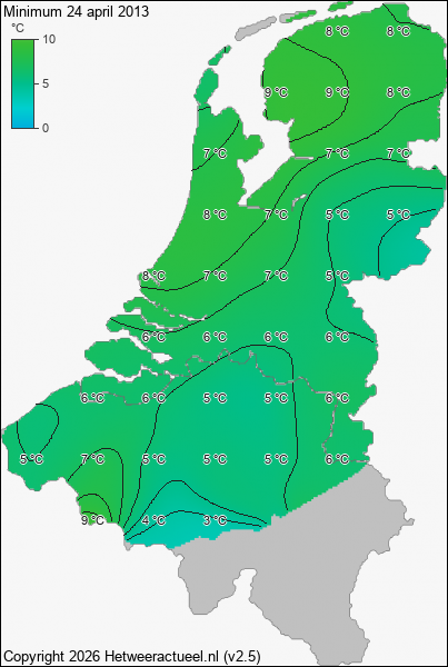 Minimum temperatuur 24 april 2013