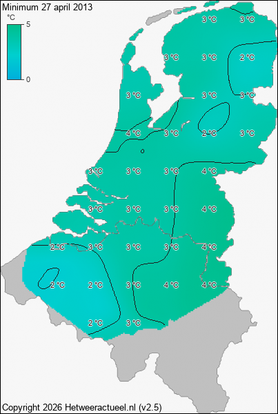 Minimum temperatuur 27 april 2013