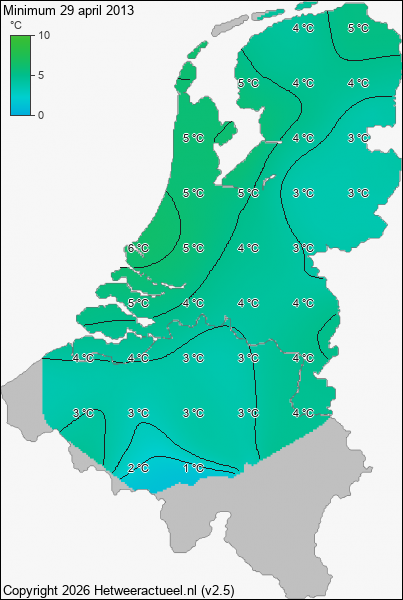 Minimum temperatuur 29 april 2013