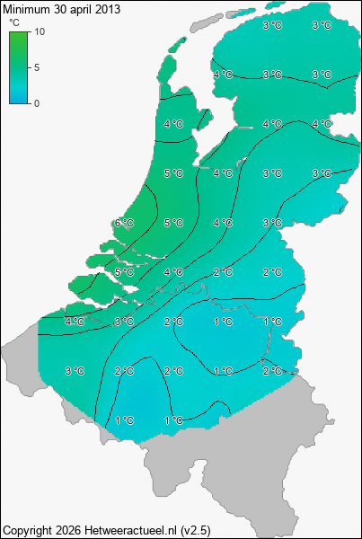 Minimum temperatuur 30 april 2013