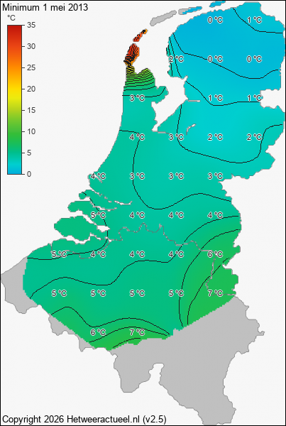 Minimum temperatuur 1 mei 2013
