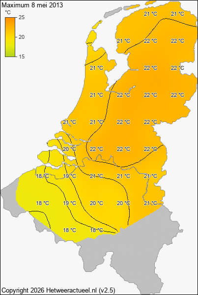 Maximum temperatuur 8 mei 2013
