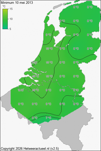 Minimum temperatuur 10 mei 2013