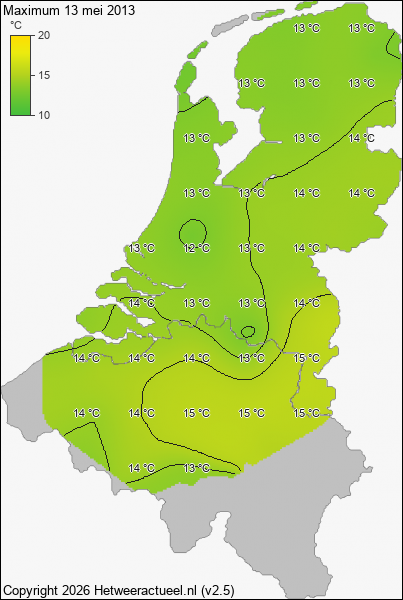Maximum temperatuur 13 mei 2013