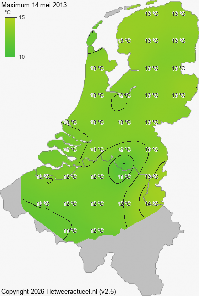 Maximum temperatuur 14 mei 2013