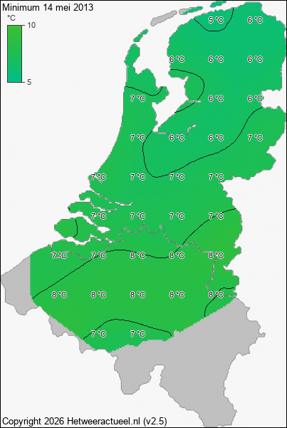 Minimum temperatuur 14 mei 2013