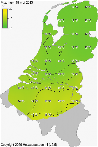Maximum temperatuur 18 mei 2013